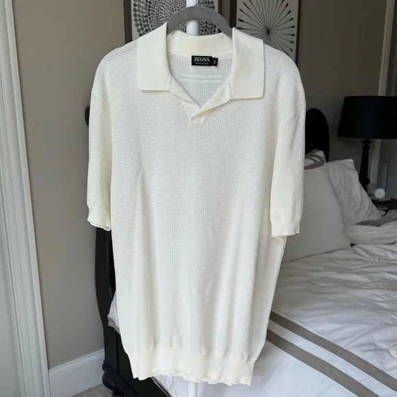 Zegna V-Neck Cotton Polo Shirt